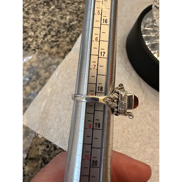 Amber Bali Sterling Silver Hinged Poison Ring Size 8 New Gift - Picture 5 of 14